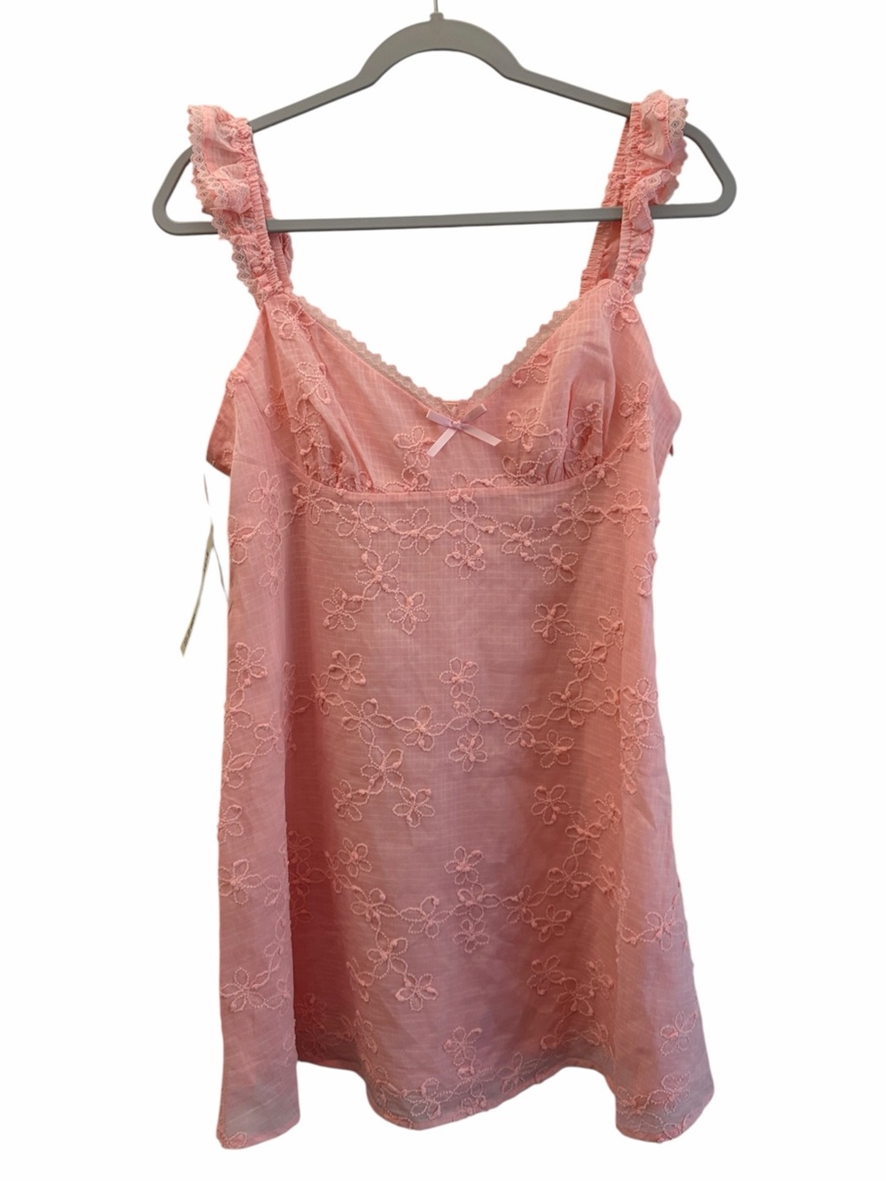 NWT NOBO Bubblegum Pink Dollcore Floral Embroidered Mini Dress Size Medium